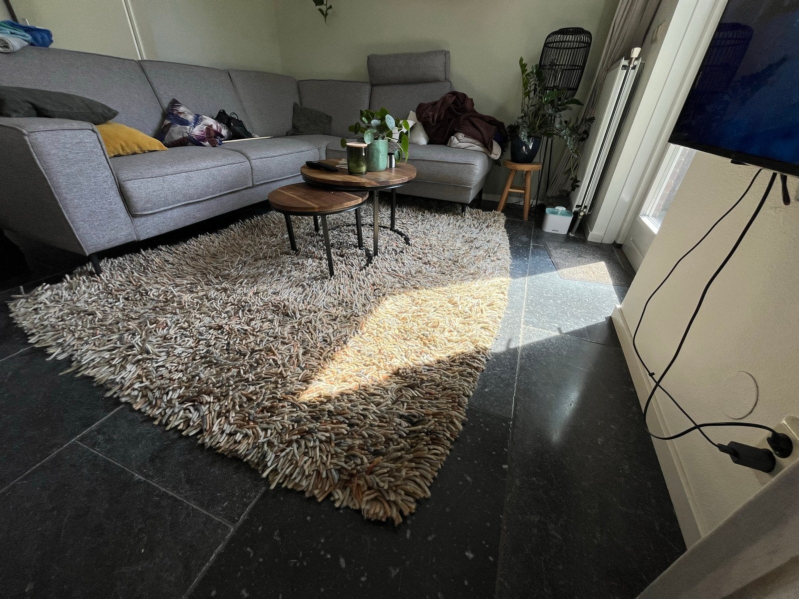 Comfortabel hoogpolig vloerkleed, beige/bruin, Ophalen, Gebruikt, Beige, 150 tot 200 cm