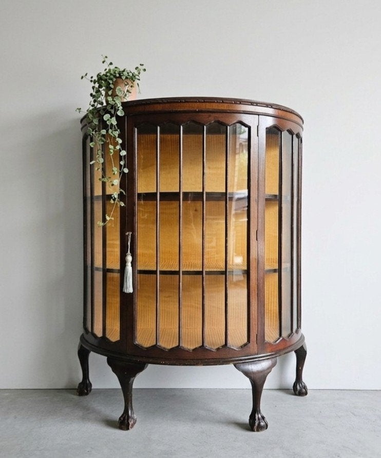 🌿Antieke brocante mahonie drankenkast vintage vitrinekast, Ophalen of Verzenden