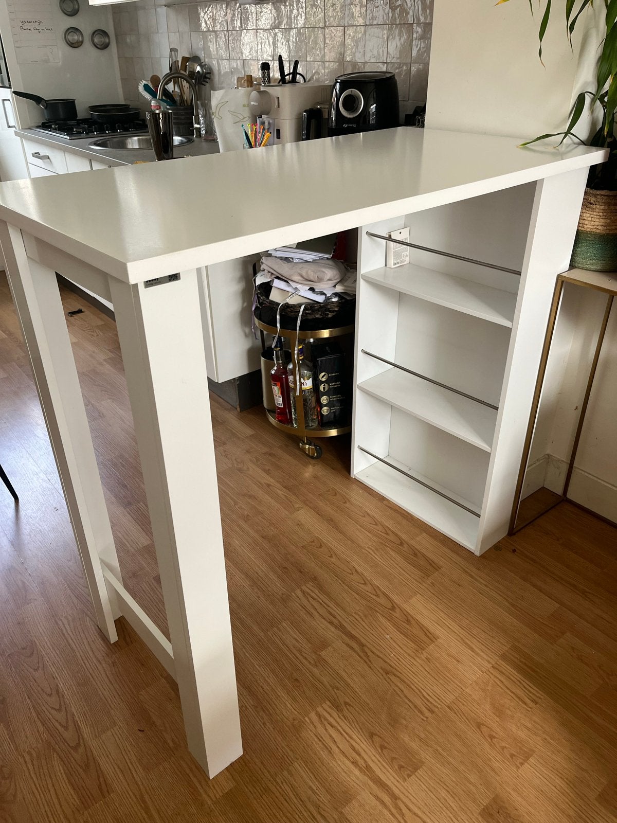 Vandaag ophalen! Bartafel met Opbergruimte - Wit, 113cm, Ophalen, Gebruikt