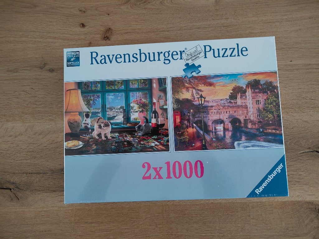 Ravensburger puzzeldoos: 2x 1000 stukjes (nw), Ophalen of Verzenden, 500 t/m 1500 stukjes, Nieuw, Legpuzzel