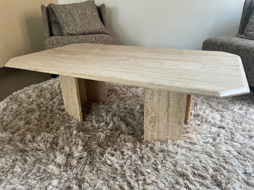 Travertin salontafel - rechthoekig 125x75, 100 tot 150 cm, Zo goed als nieuw, 50 tot 100 cm, Ophalen of Verzenden
