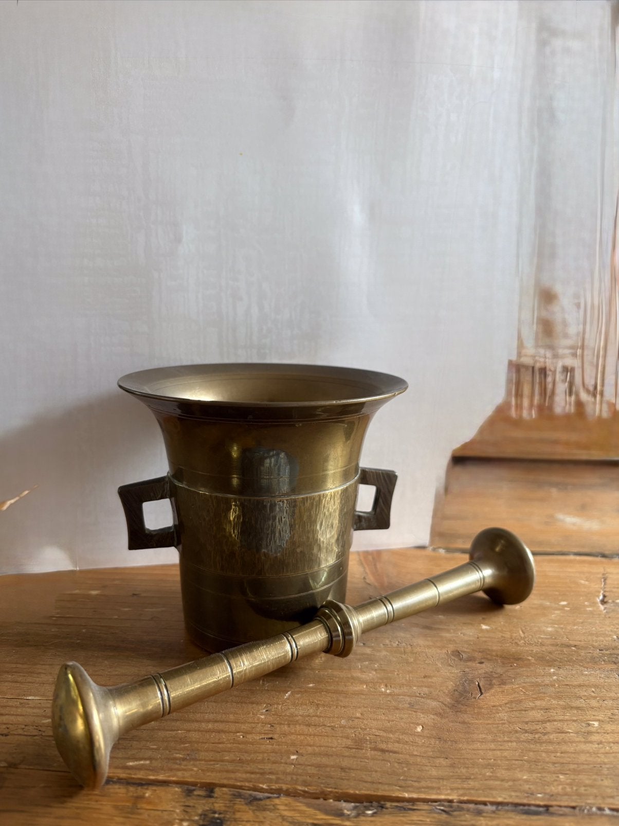 Antieke Bronzen Vijzel met Stamper, Ophalen, Brons
