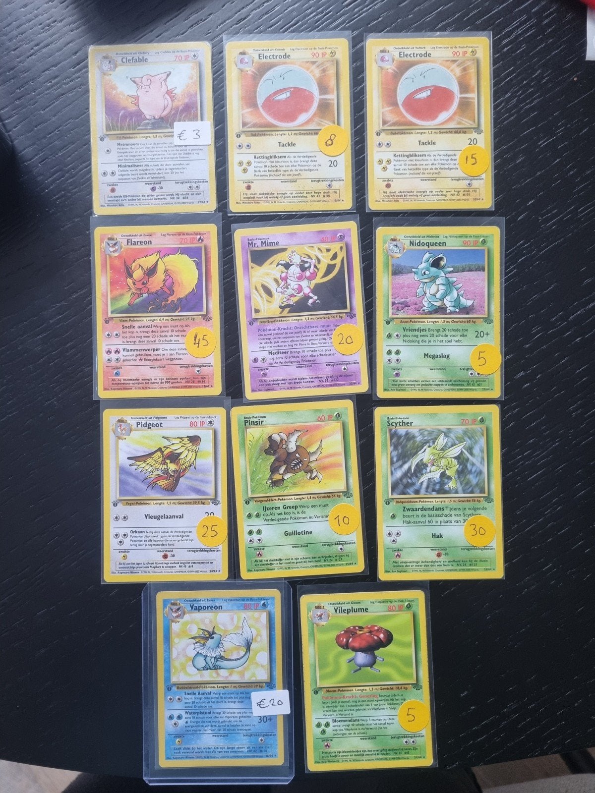 jungle 1e editie rares * , prijzen staan op de kaarten, Ophalen of Verzenden, Zo goed als nieuw, Meerdere kaarten