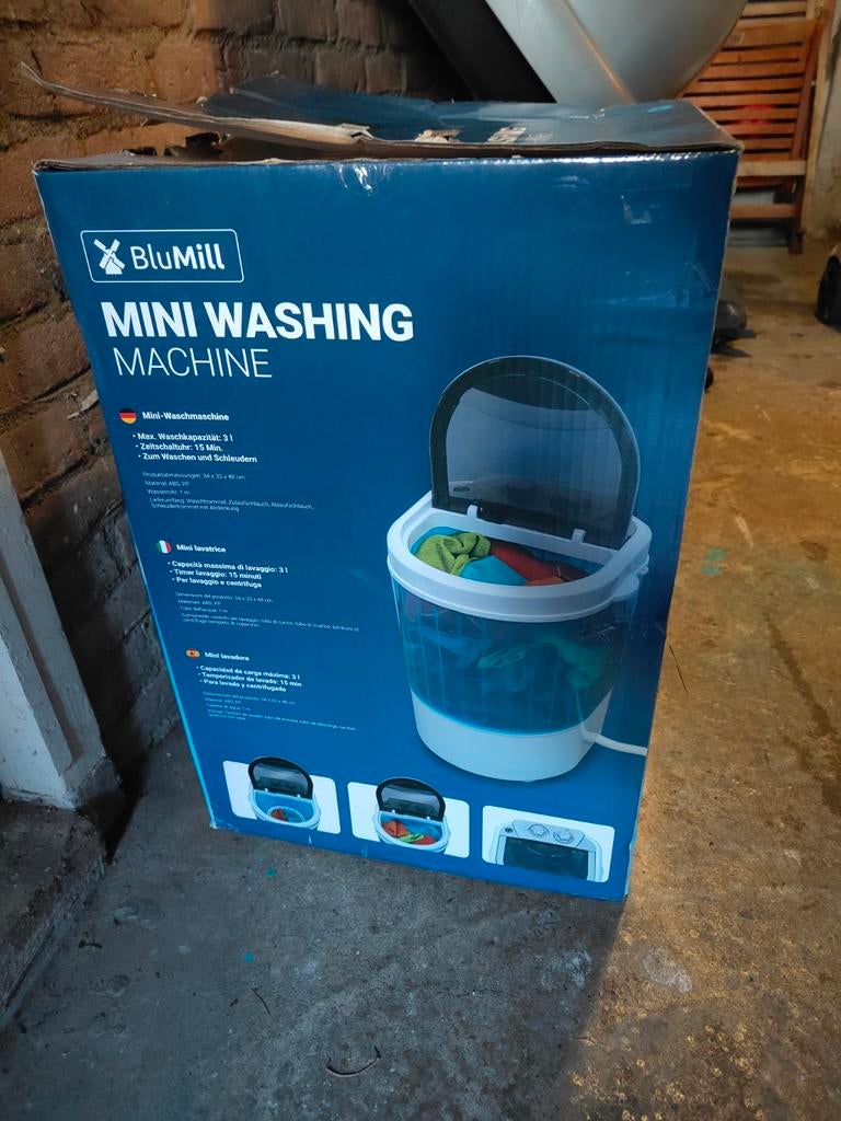 BluMill Mini Wasmachine - Compact en Draagbaar, Minder dan 1200 toeren, Minder dan 85 cm, Minder dan 4 kg, Ophalen of Verzenden