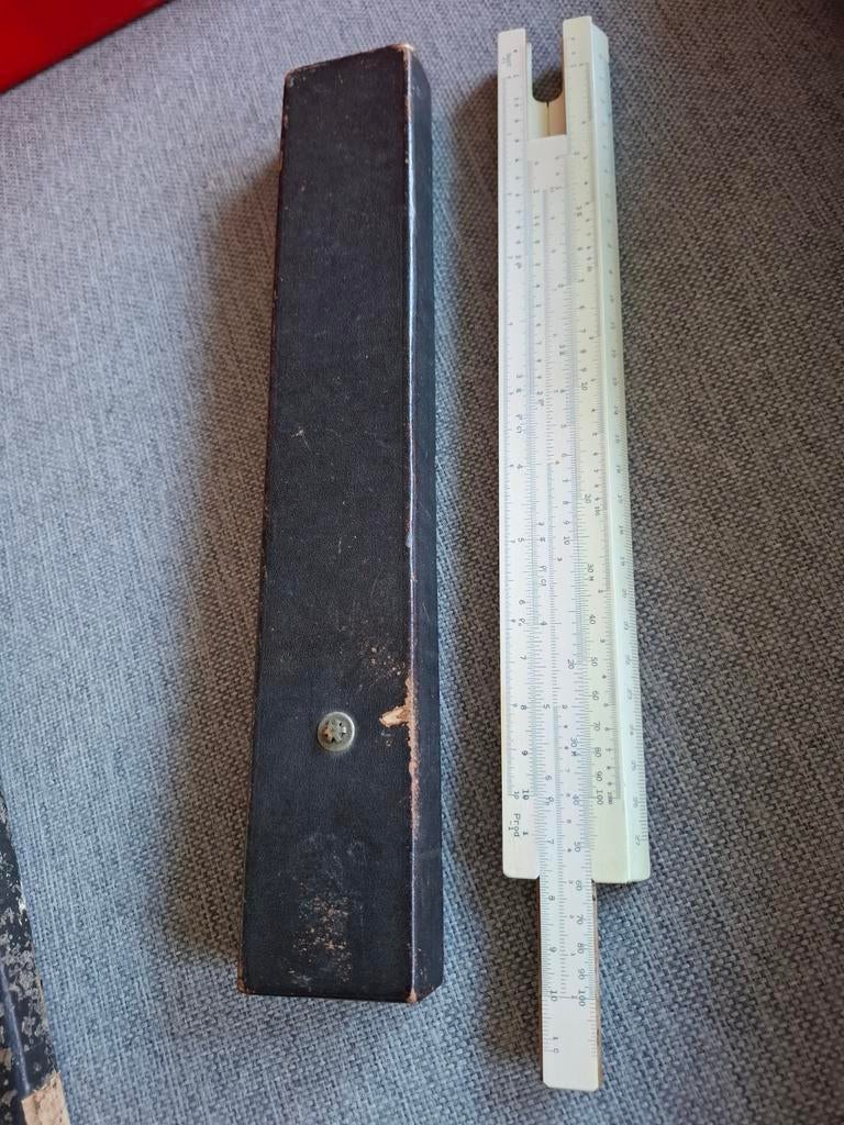 Vintage Rekenliniaal - Analoog Rekeninstrument met Etui, Antiek en Kunst, Ophalen of Verzenden