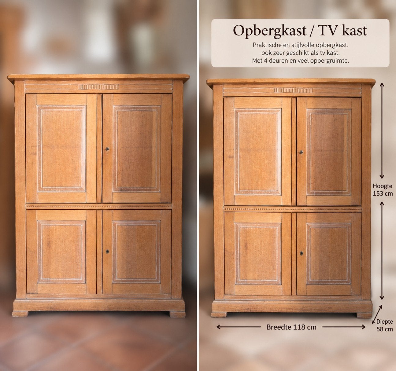 Mooie houten opbergkast / TV-kast – 118 cm breed