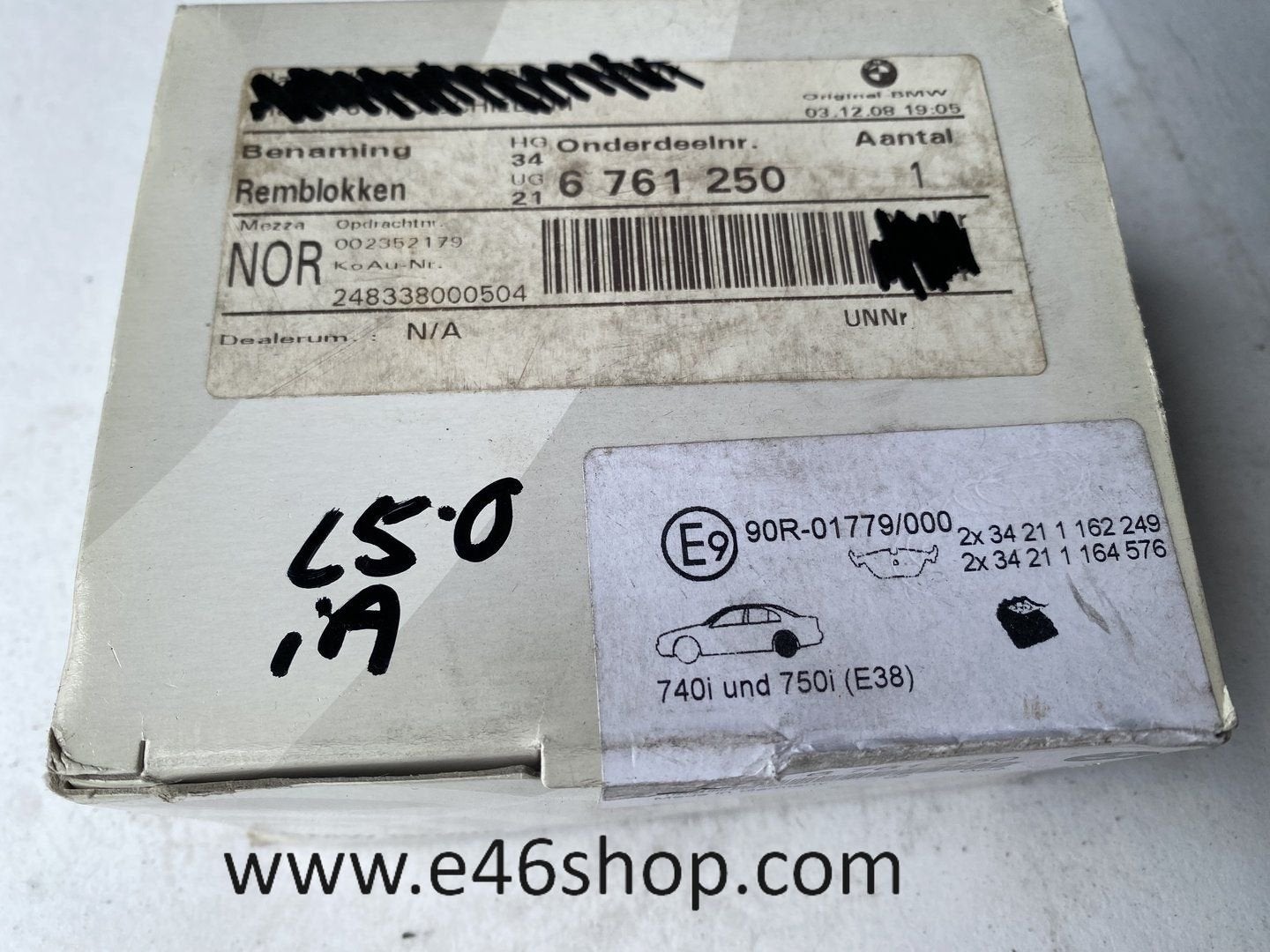 REMBLOKKEN  ACHTER BMW E38 OE 34216761250 NIEUW ORG BMW, Auto-onderdelen, -, -, Nieuw, Ophalen of Verzenden