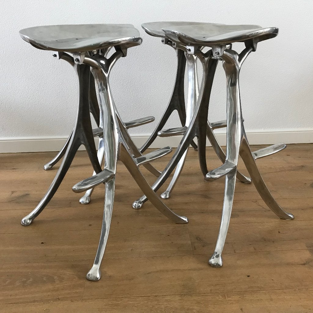 4 barkruk kruk stool Quasar Khanh aluminium zeldzaam, Ophalen, 60 tot 90 cm, Nvt, Nvt