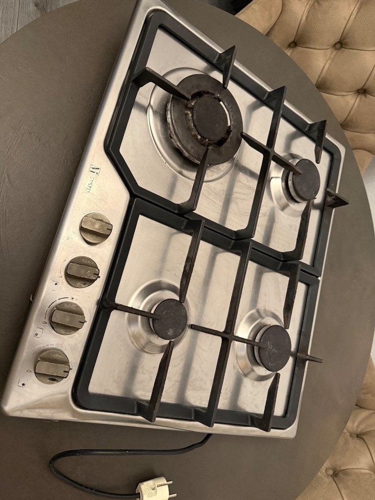 M-system/Borreti Inbouw Gas Kookplaat met Wokbrander., Witgoed en Apparatuur, Kookplaten, Ophalen, Gebruikt, 4 kookzones, Energieklasse A of zuiniger