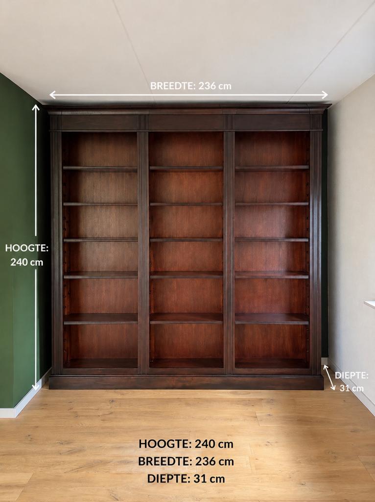 Antieke boekenkast mahonie, Ophalen, Gebruikt, 25 tot 50 cm