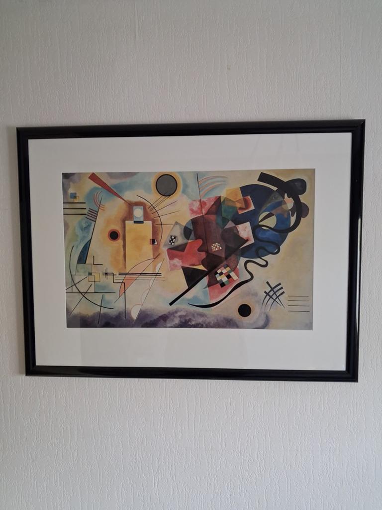 Wassily Kandinsky achter glas !! 90 cm breed. 70 cm hoog in, Ophalen of Verzenden