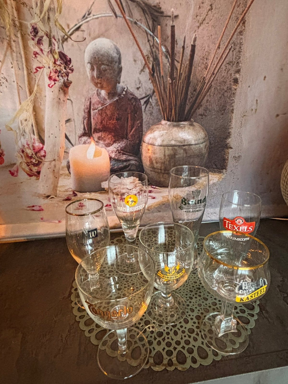 7 x Speciaal Bier Glassen/Beer Glasses, Ophalen, Gebruikt, Bierglas