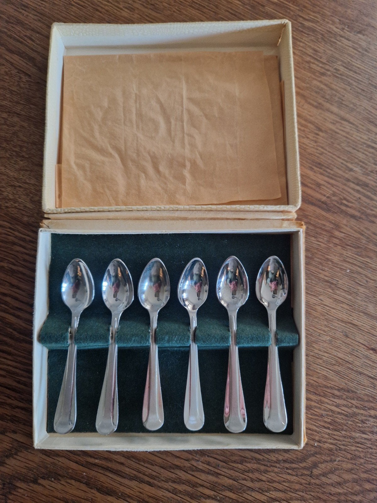 Vintage set van 6 Sola advocaatlepeltjes in originele doos, Ophalen