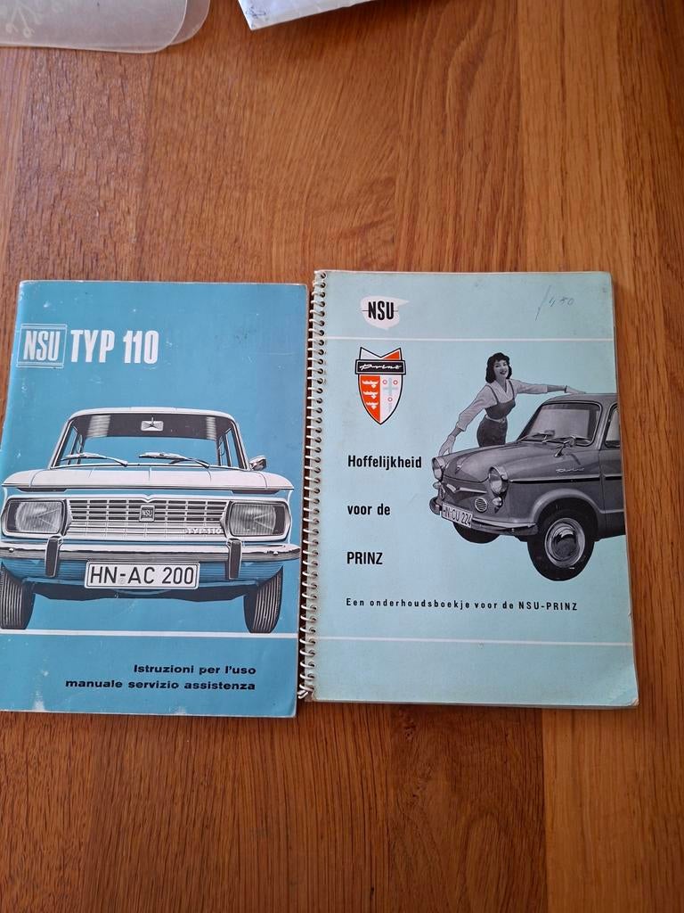 NSU Typ 110 (Italiaans) en Prinz (Nederlands) boekjes, Ophalen of Verzenden