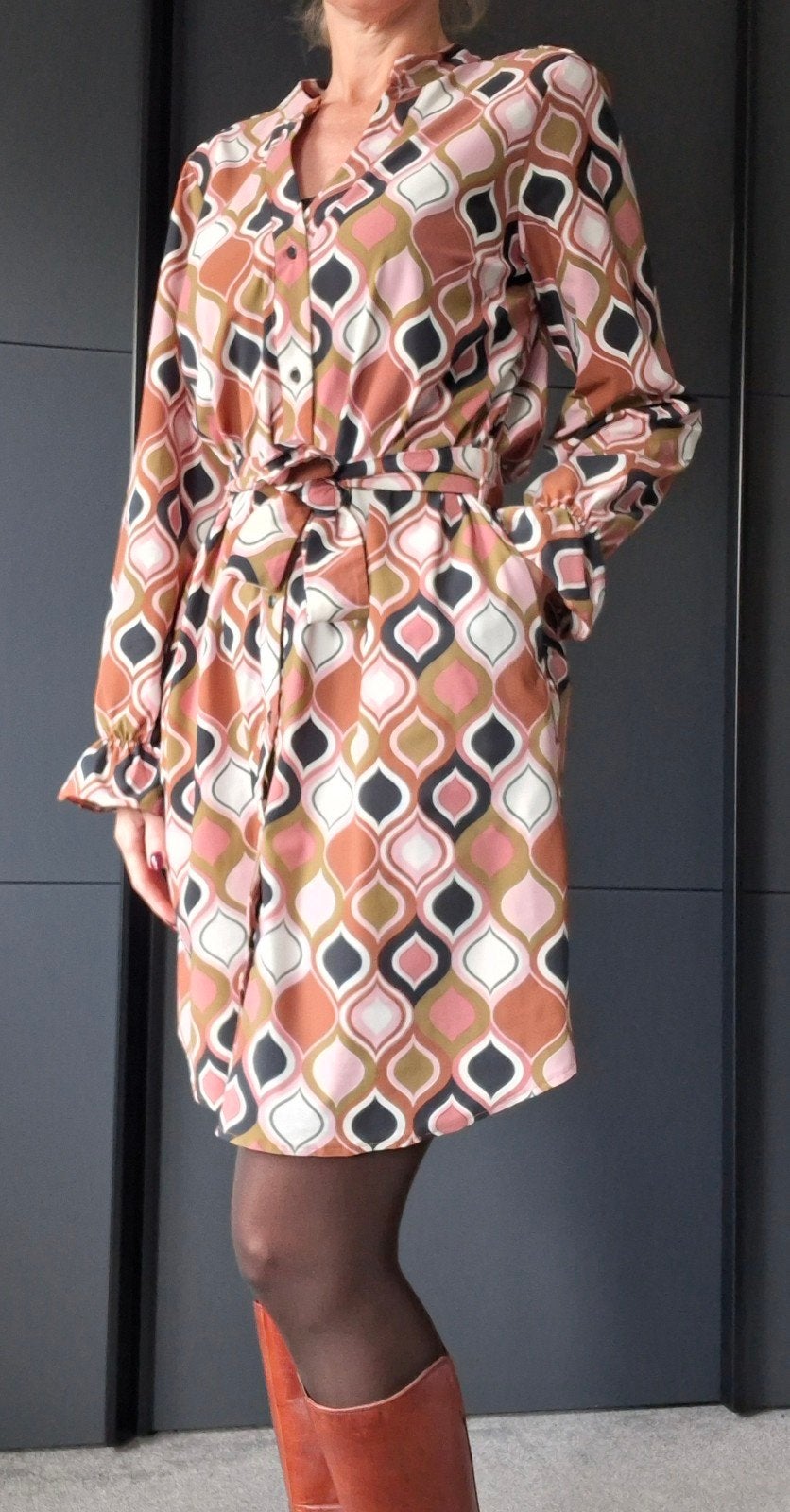 Studio Anneloes jurk maat S | Bruin, oudroze, olijf, crème, Kleding | Dames, Studio Anneloes, -, -, Knielengte
