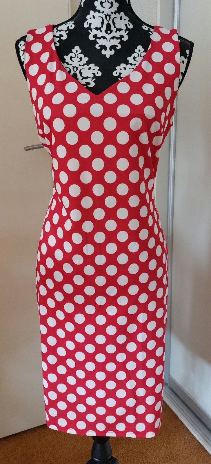 Zomerjurk van Angelle Milan, maat XL, rood/witte stippen, Kleding | Dames, Jurken, Angelle Milan, Maat 42/44 (L), Ophalen of Verzenden