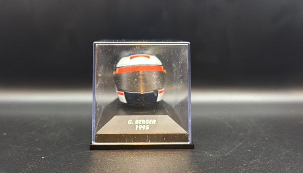 F1 G. Berger 1995 Bieffe helm miniatuur 1:8, Ophalen of Verzenden, Zo goed als nieuw, Formule 1