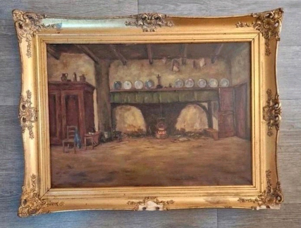 Olieverfschilderij Jacob v. Haeften - Interieur, Ophalen