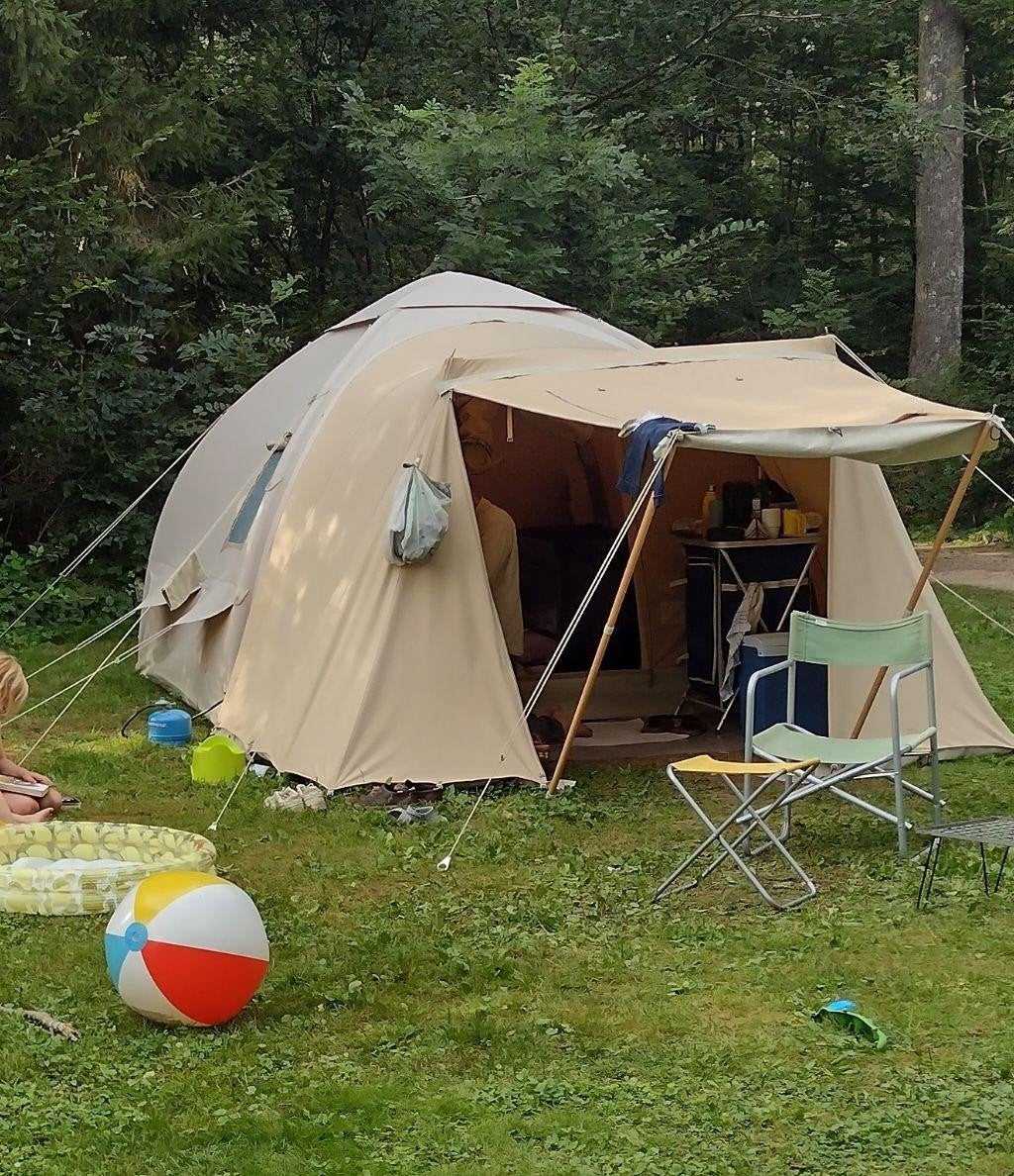 Karsten 300 oppomptent met luifel & afsluitwand, Caravans en Kamperen, Tenten, Ophalen, Gebruikt