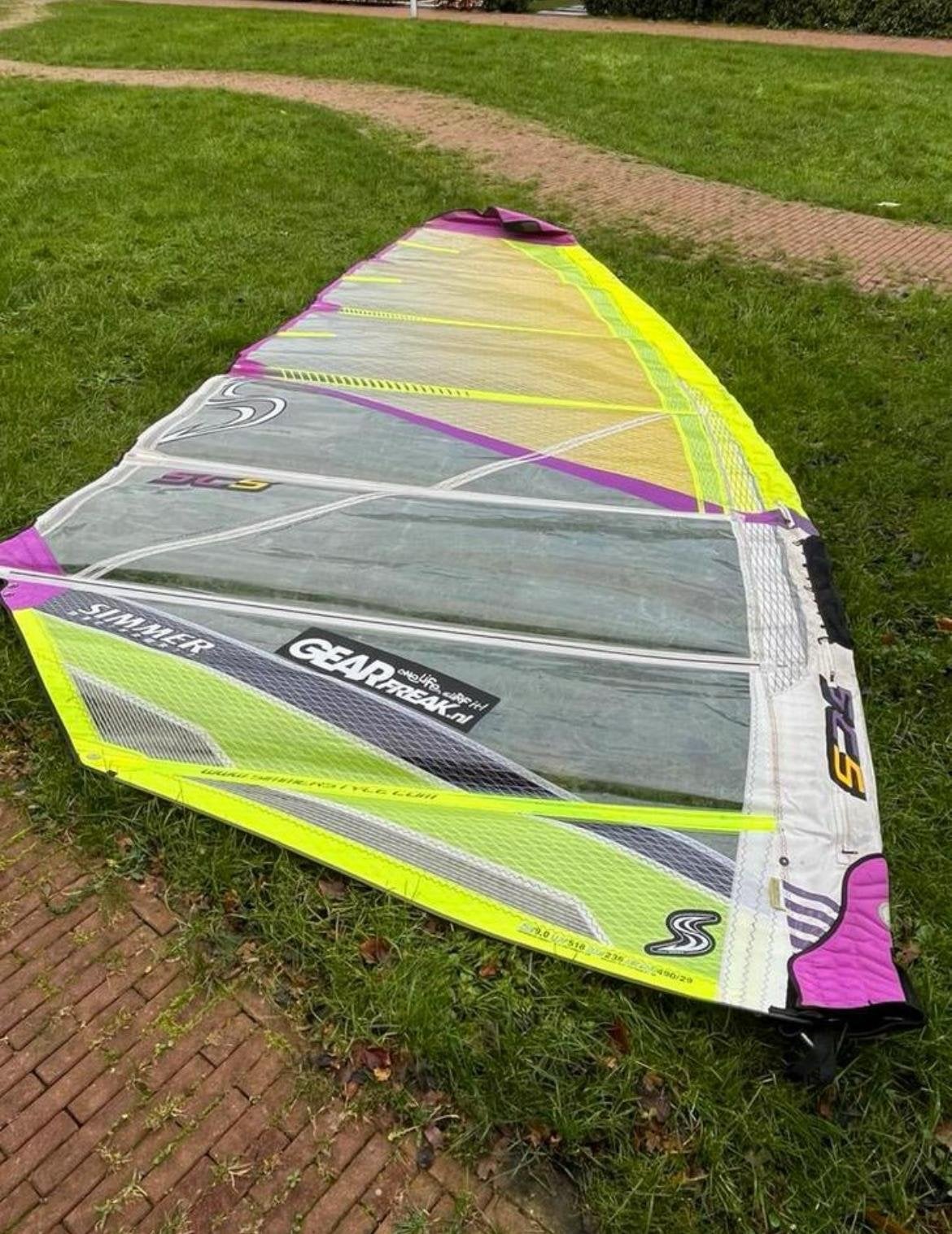 SIMMERSTYLE SCS 9.0 Planeerkanon met lightwind dagen, Watersport en Boten, Windsurfen, Gebruikt, 8 m² of meer, Zeil, Ophalen
