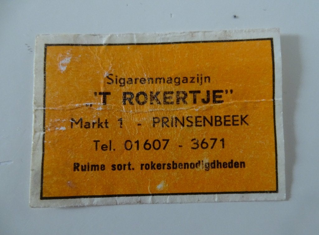 'T ROKERTJE    Markt    PRINSENBEEK, Verzenden, Zo goed als nieuw, Luciferdoosjes of -merken