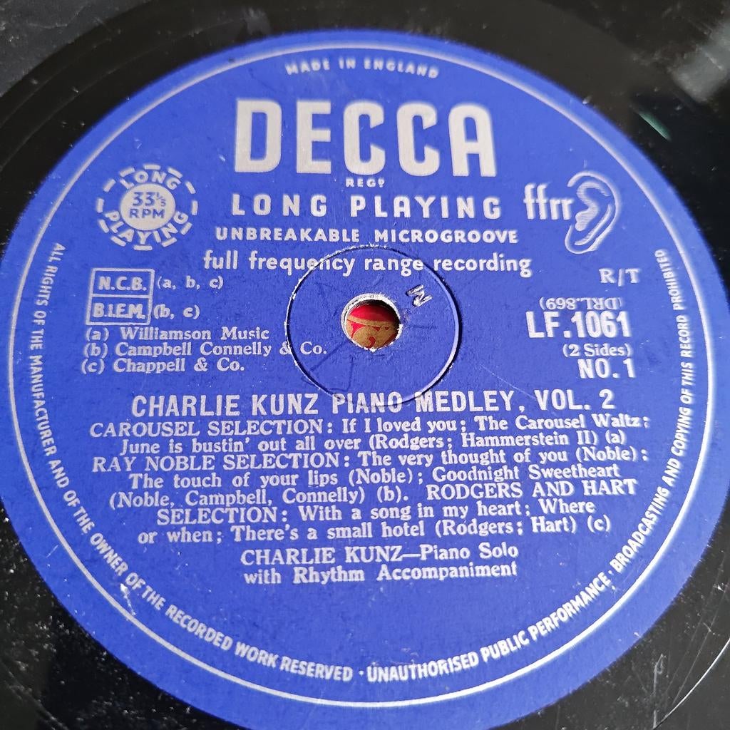 Charlie Kunz Piano Medley Vol. 2 - Decca LP, Ophalen of Verzenden, Voor 1960, Gebruikt, 10 inch