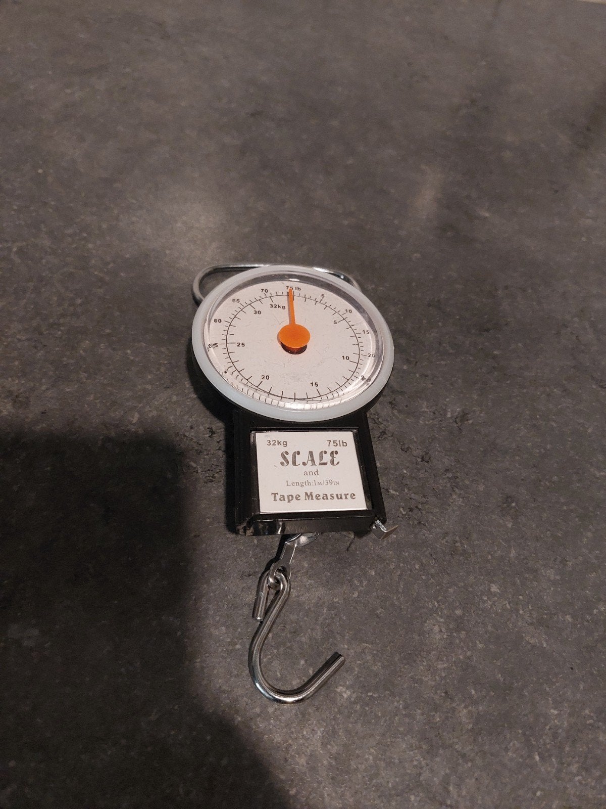 Meethaak en gewichthaak met meetlint tot 32kg, Ophalen of Verzenden