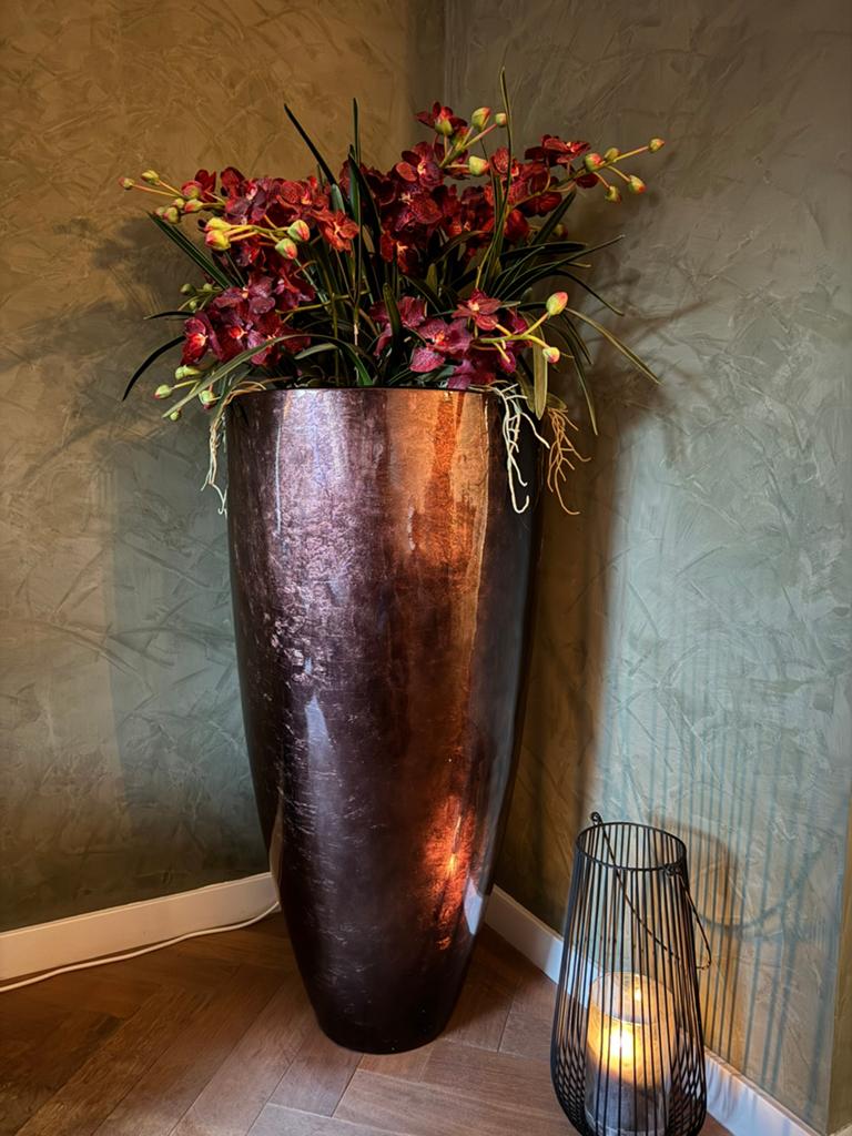 Luxe kunstorchidee in hoge sierpot, Huis en Inrichting, Woonaccessoires | Vazen, Ophalen, Zo goed als nieuw, Rood, 75 cm of meer
