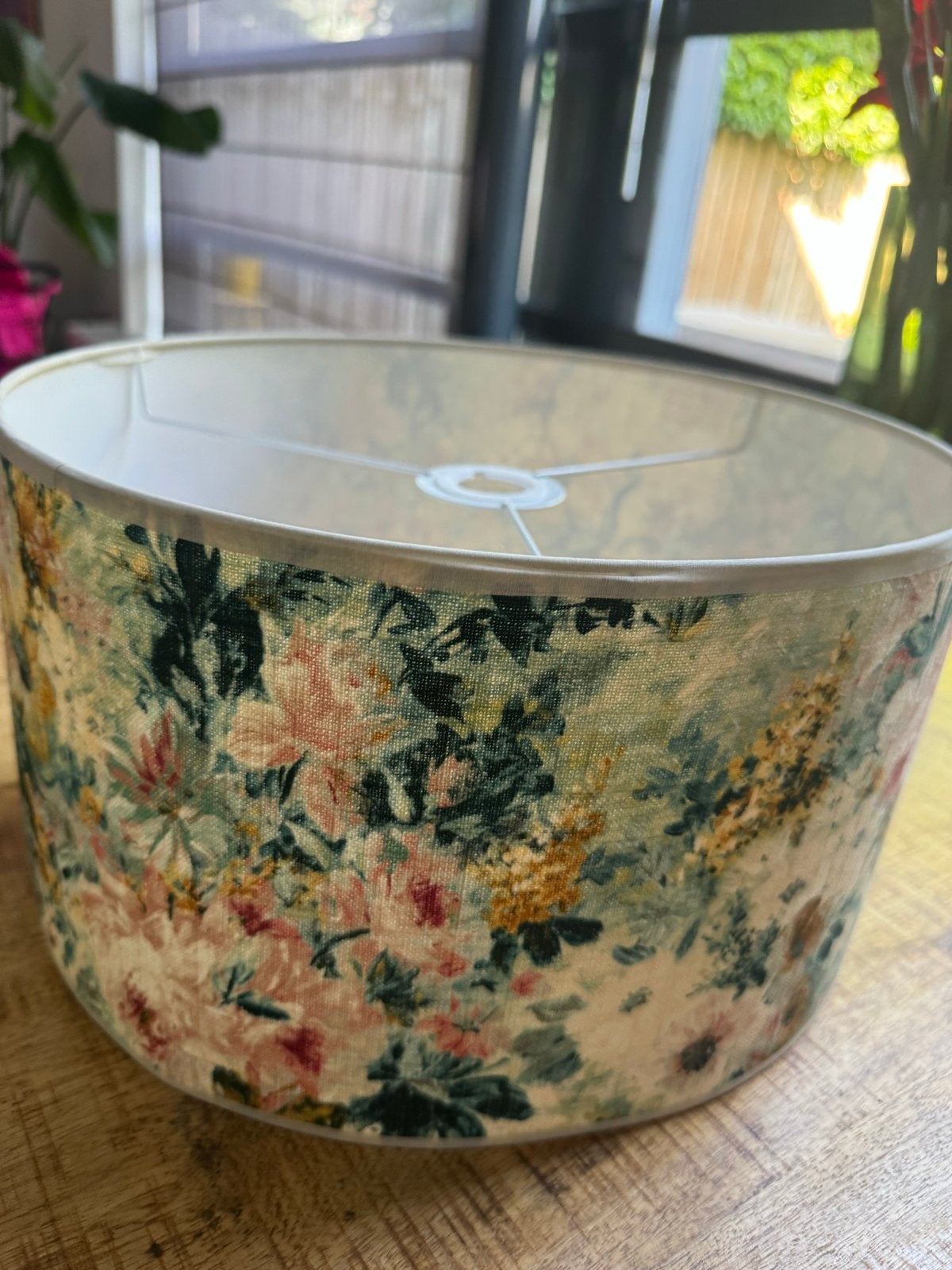 Bloemenprint lampenkap - Zo goed als nieuw, Ophalen, Tafellamp, Meerkleurig, Rond