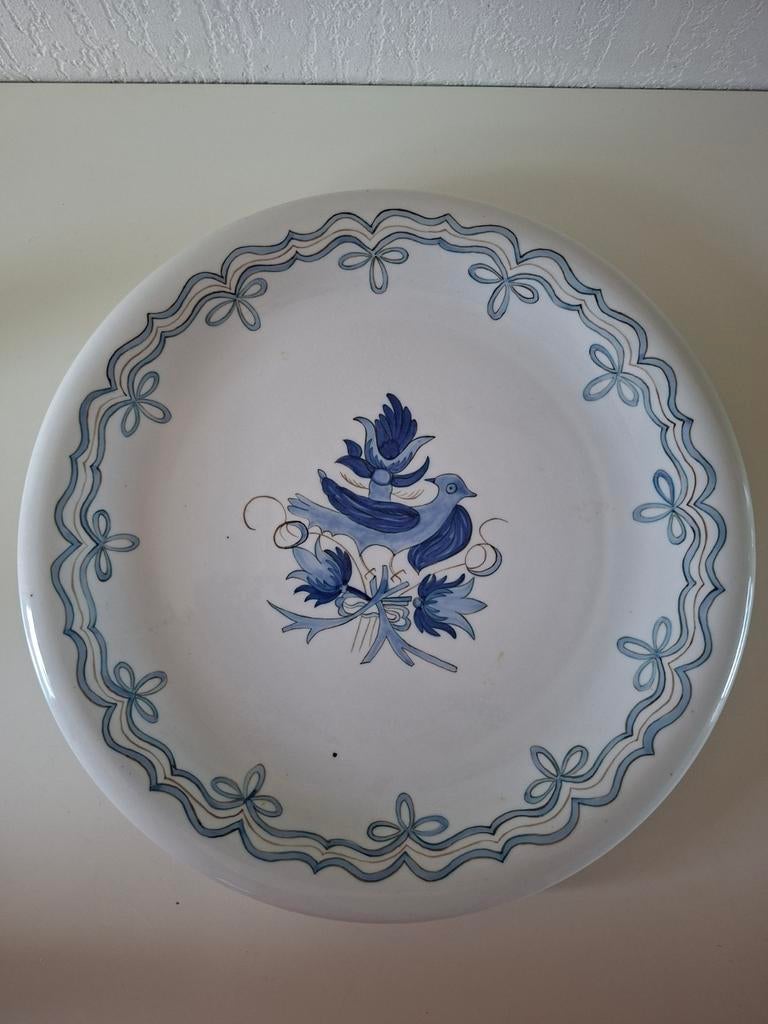 Vintage Viana do Castelo Olivia wandbord met vogel, Ophalen