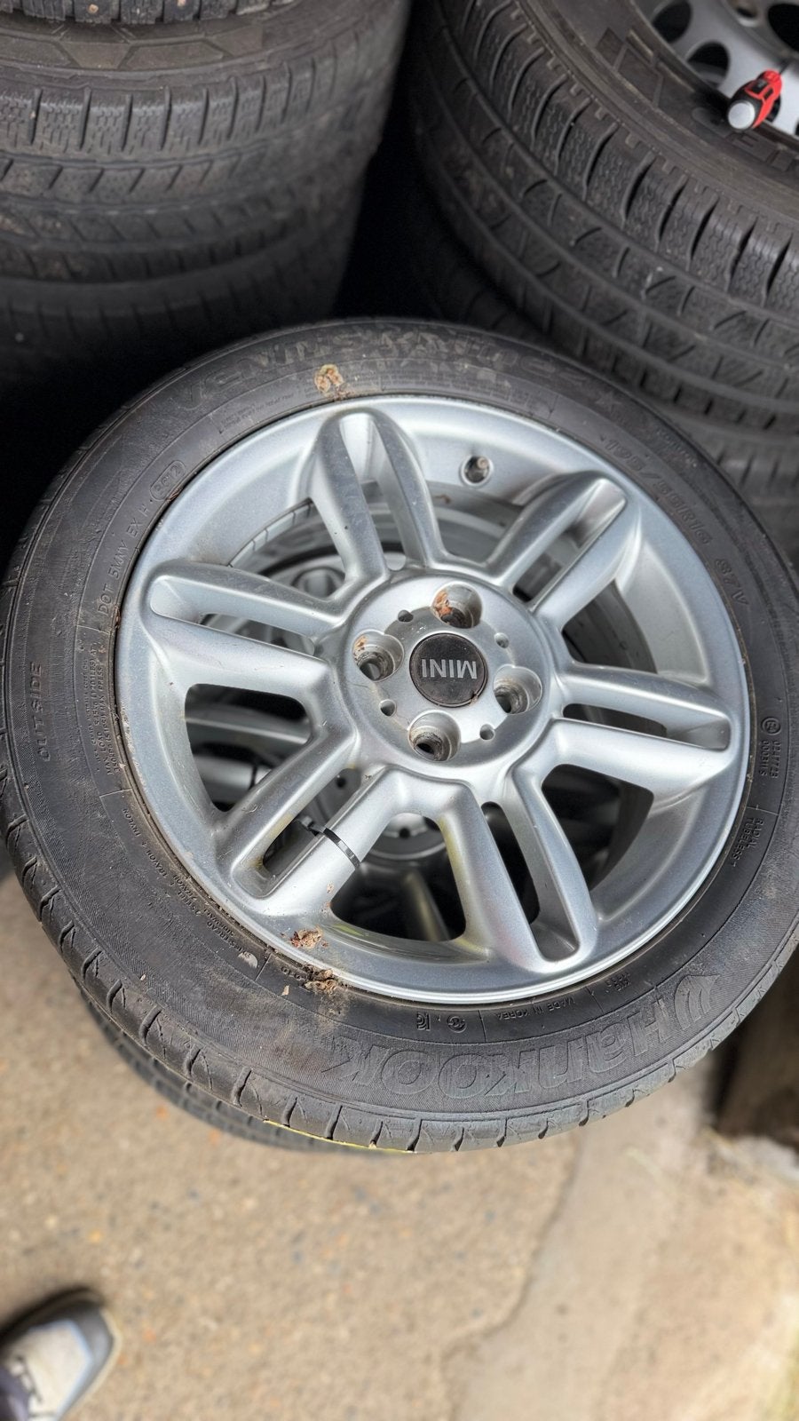 195 55 16 Zomerbanden met velgen Mini Cooper R55 R56 R57, Gebruikt, 16 inch, Banden en Velgen, Ophalen of Verzenden