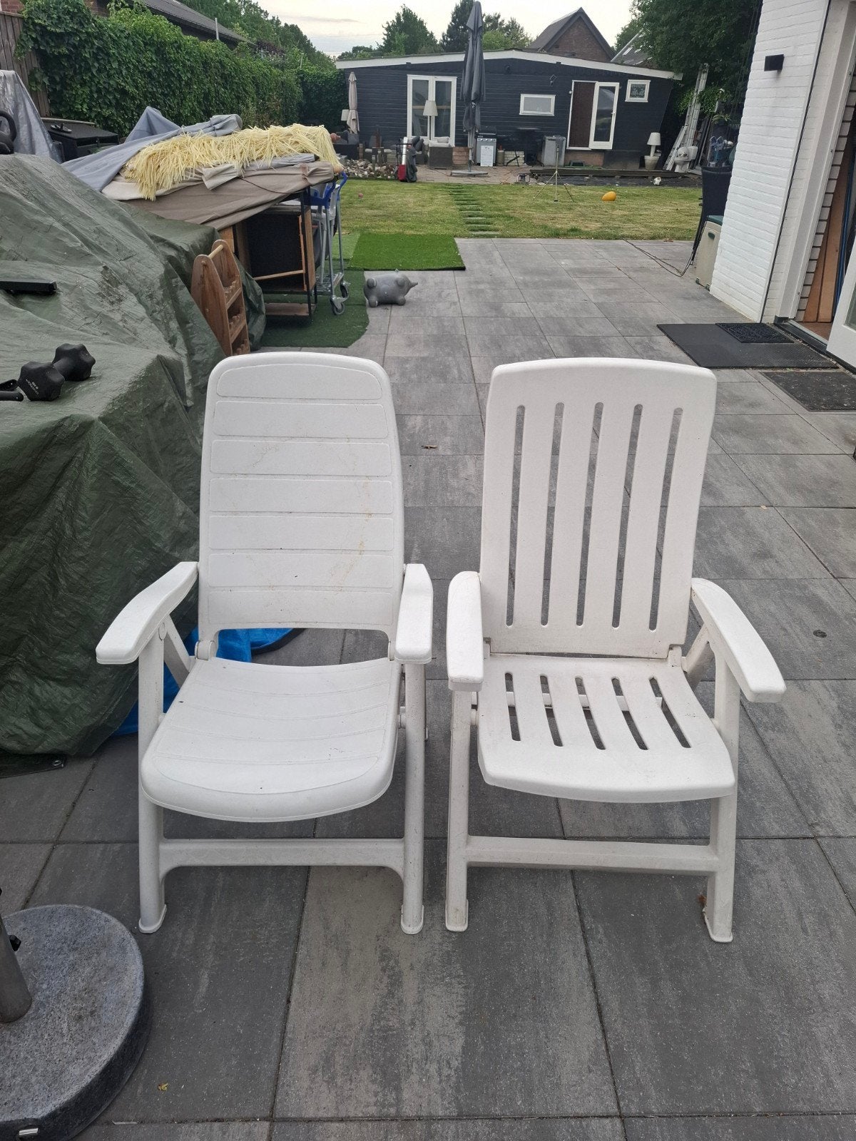 2 witte tuinstoelen Jardin & Flair Plaiser, Ophalen, Gebruikt, Kunststof