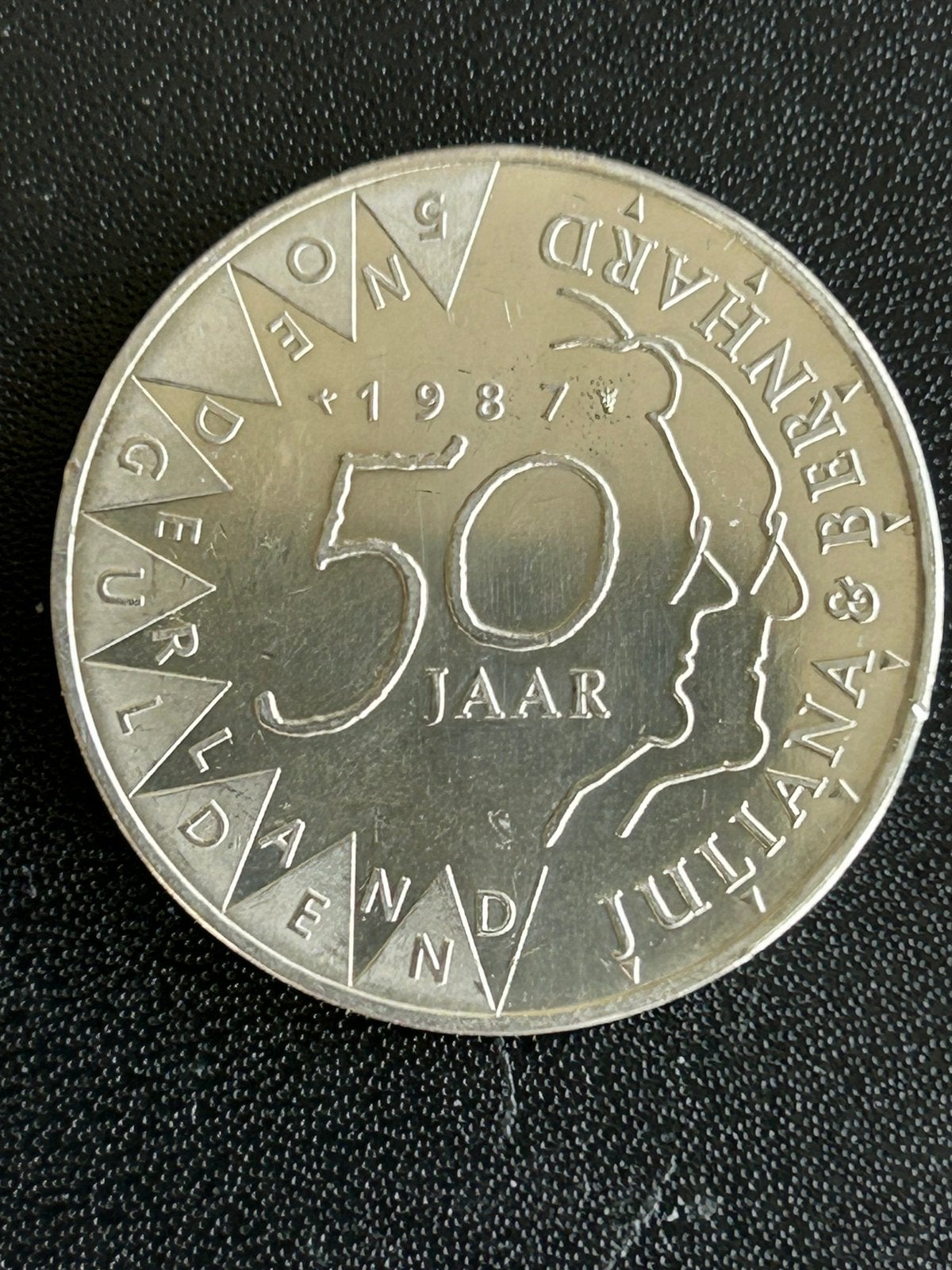 50 GULDEN 1987 Juliana & Bernhard ZILVER., Koningin Beatrix, Zilver, Ophalen of Verzenden, Losse munt