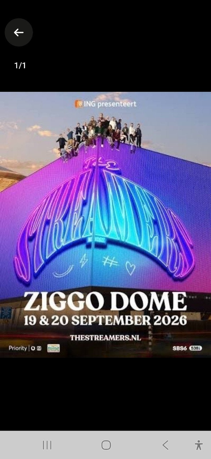 1 kaartje ziggo dome 19 sept om 1330, Tickets en Kaartjes, September