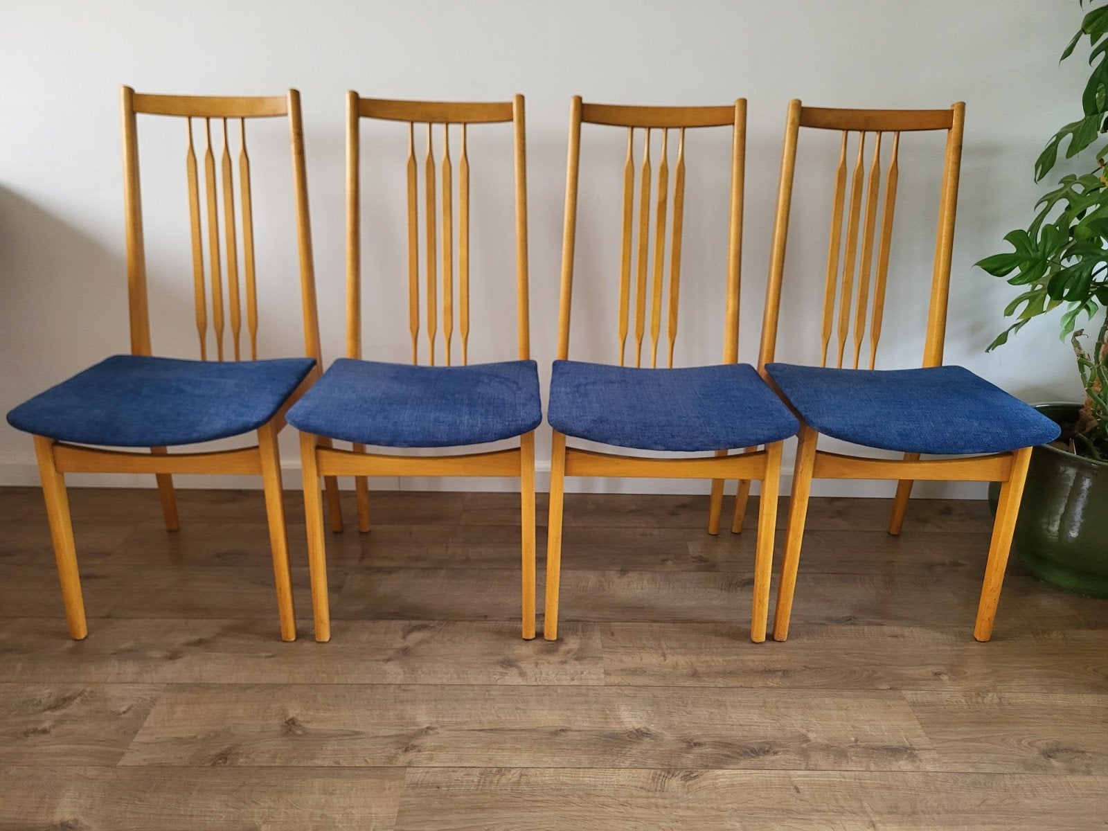 Vintage Lübke eetkamerstoelen set - Royal Blue, Ophalen of Verzenden