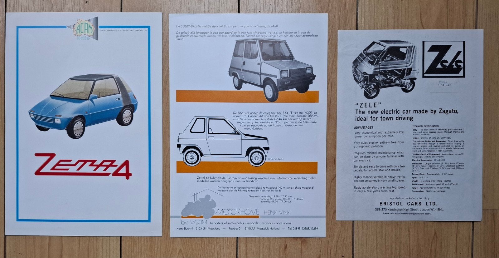 Zeta 4/Piaggio, Sulky-Bretta, Zele/ Zagato.  € 5,--, Ophalen of Verzenden, Zo goed als nieuw, Overige merken