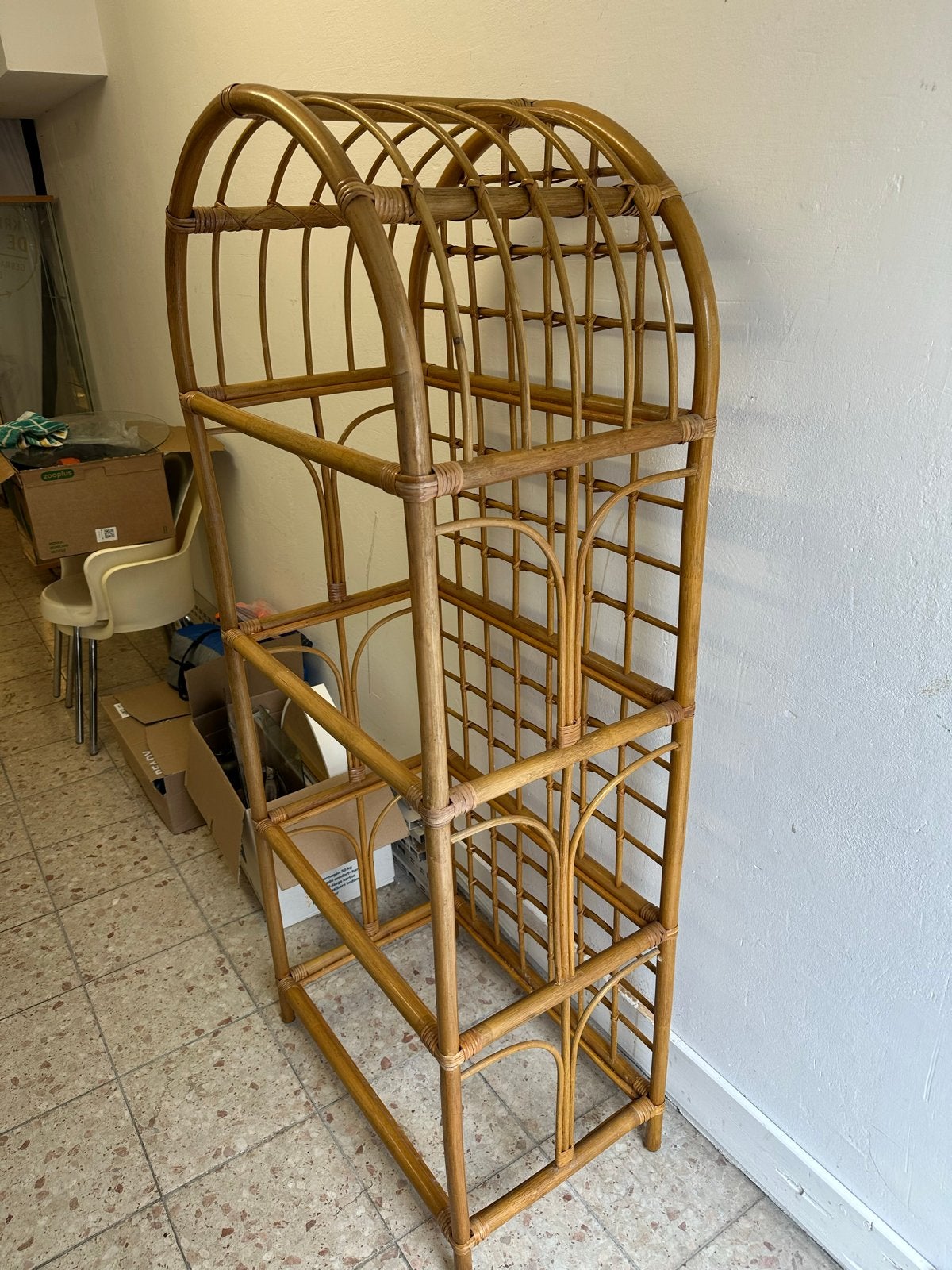 Vintage Bamboe Boekenkast / Rek met 4 Planken, Ophalen, Met plank(en), Minder dan 50 cm, Gebruikt