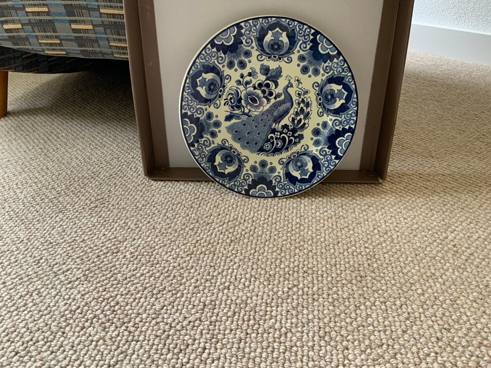 Delfts blauw wandbord met pauw - Haarlems aardewerk, Antiek en Kunst, Ophalen of Verzenden