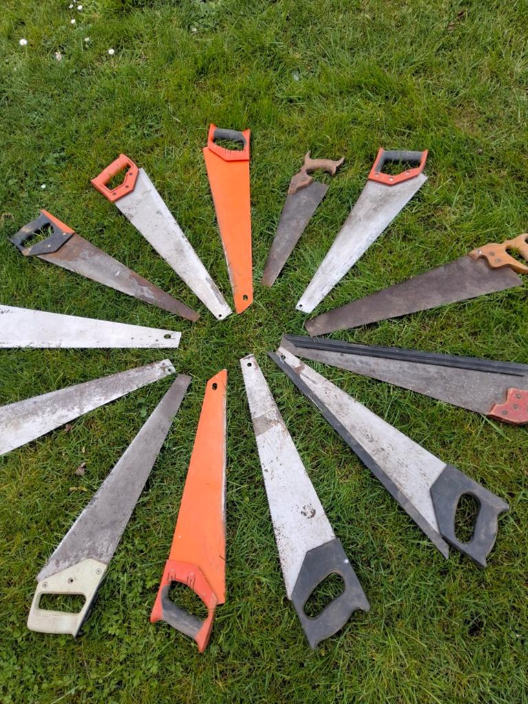 Diverse oude gebruikte handzagen uit Opa's werkplaats., Ophalen of Verzenden