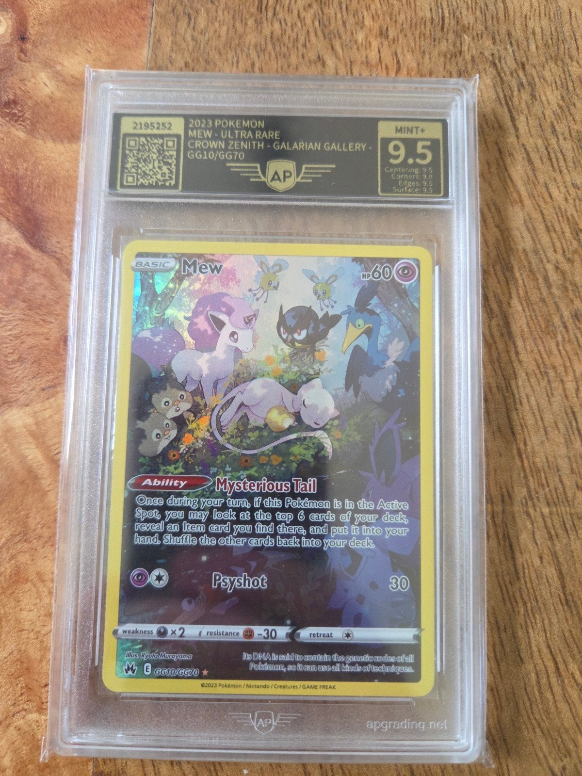 Pokemon Mew Ultra Rare Crown Zenith Galarian Gallery AP 9.5, Ophalen of Verzenden, Zo goed als nieuw, Losse kaart