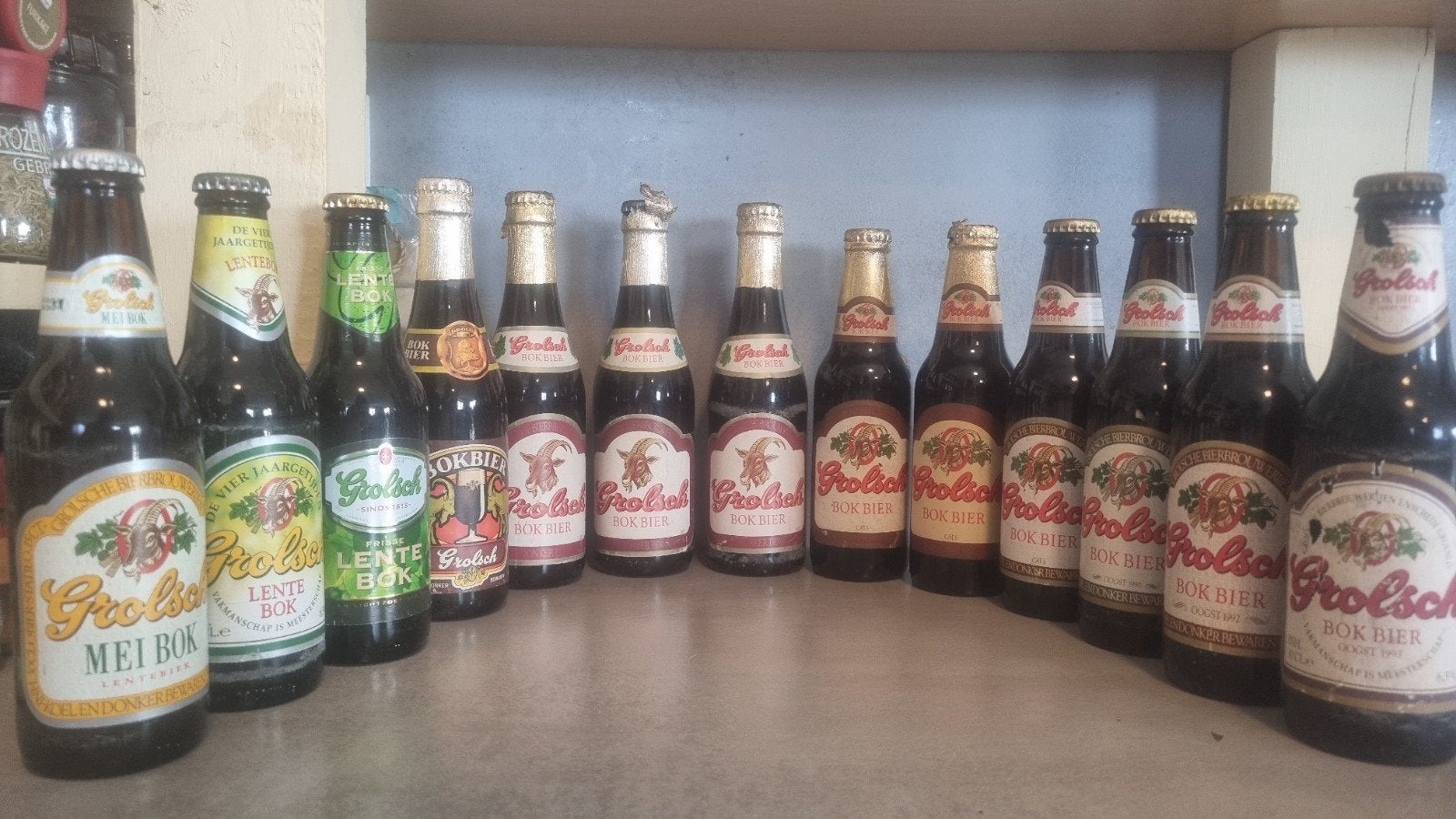 13x Grolsch Bok - ~68/~82/84/86/87/88/90/91/92/93/94/95/14, Verzamelen, Ophalen of Verzenden