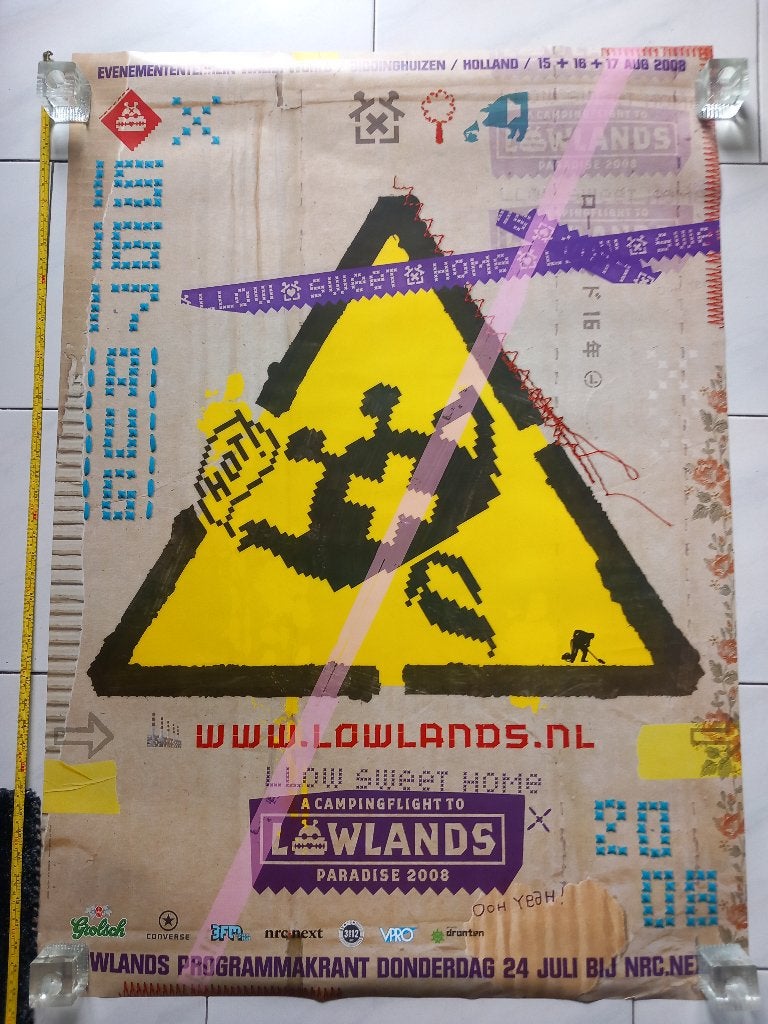 Grote poster A Campingflight to Lowlands Paradise 2008, Verzamelen, Ophalen, Rechthoekig Staand, Deurposter of groter, Zo goed als nieuw