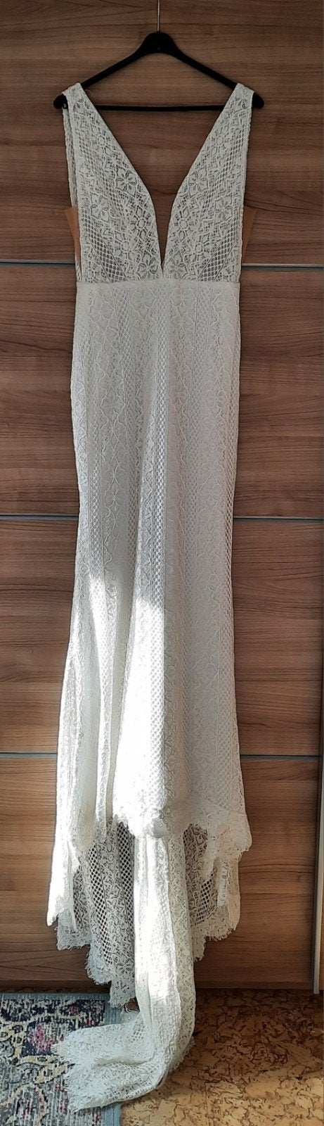 Boho trouwjurk, maat S/M, 1x gedragen en gestoomd, Ophalen of Verzenden, Zo goed als nieuw, Wit, Trouwjurk