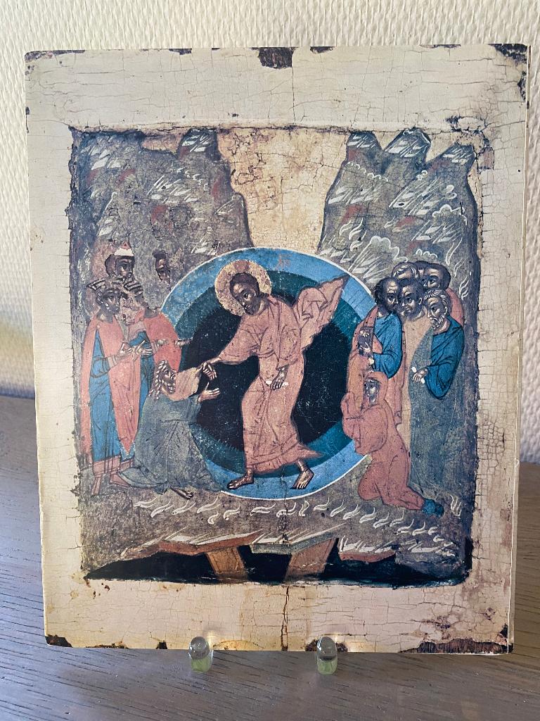 Russische Icoon "Anastasis" – Met documentatie Odigia, Ophalen of Verzenden, Zo goed als nieuw, Kaart of Prent, Christendom | Katholiek