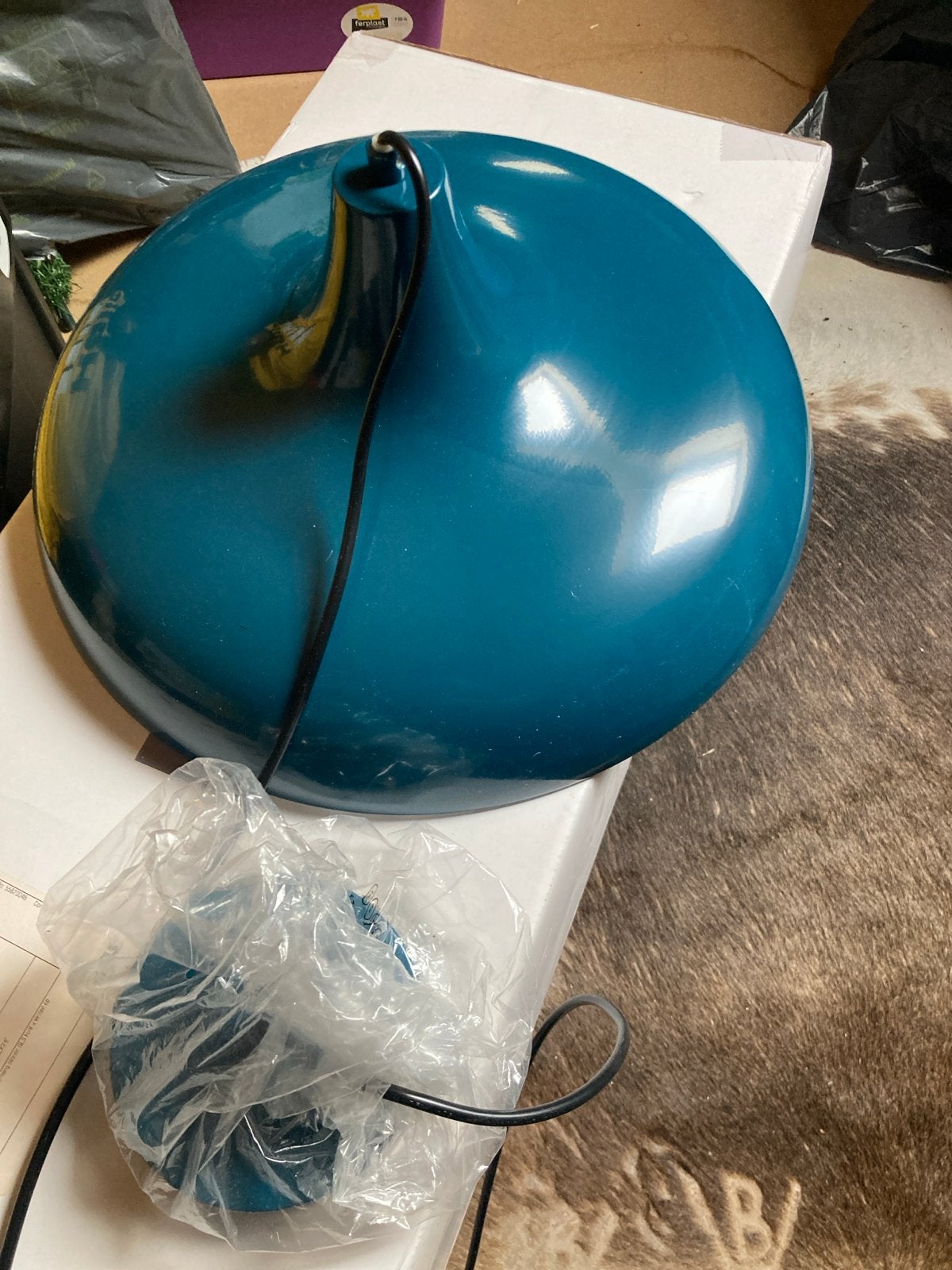 Vintage emaille Hanglamp - Industriële Stijl, Huis en Inrichting, Ophalen of Verzenden, Nieuw, Metaal, E27 (groot)