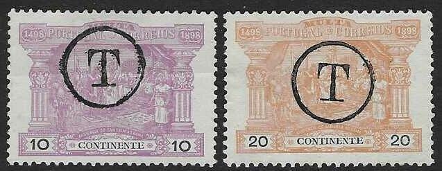 Portugal timbre-taxe Yvert nrs 2 en 3 met opdruk  T, Verzenden, Portugal