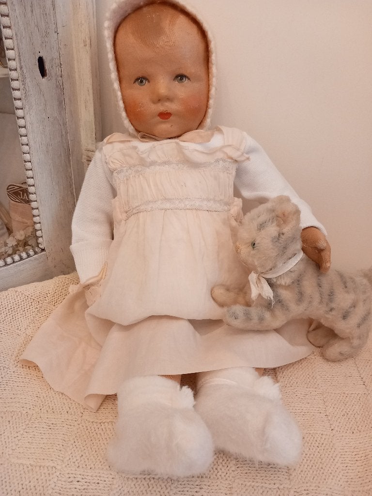 oude baby of poppen kleertjes 4 delig set jaren 50., Verzamelen, Ophalen of Verzenden, Gebruikt, Kleertjes