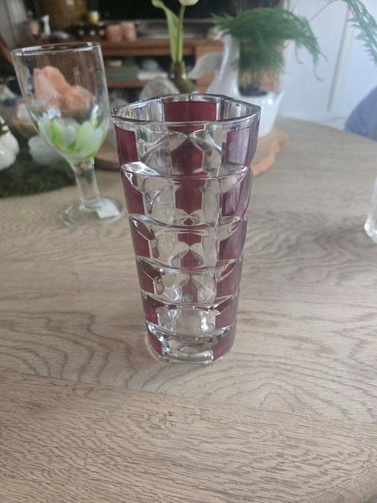 Vintage Luminarc Windsor vaas, robijnrood, Antiek en Kunst, Ophalen of Verzenden