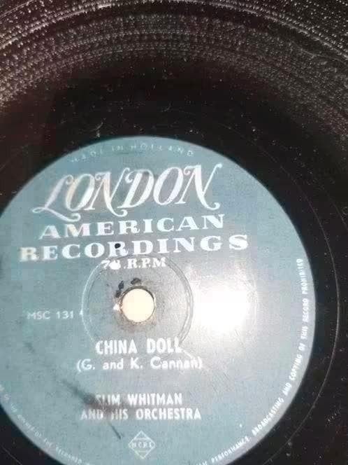 Slim Whitman - China Doll 78 RPM single (London American), Gebruikt, 10 inch, Overige genres, Ophalen of Verzenden
