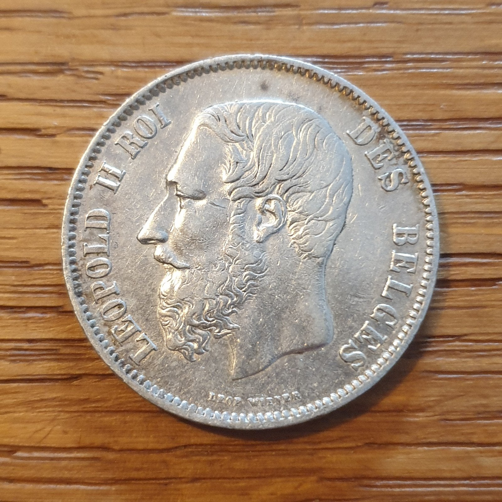 Belgische 5 Franken munt Leopold II, 1869 Zilver, Postzegels en Munten, Zilver, Ophalen of Verzenden, Losse munt, Zilver